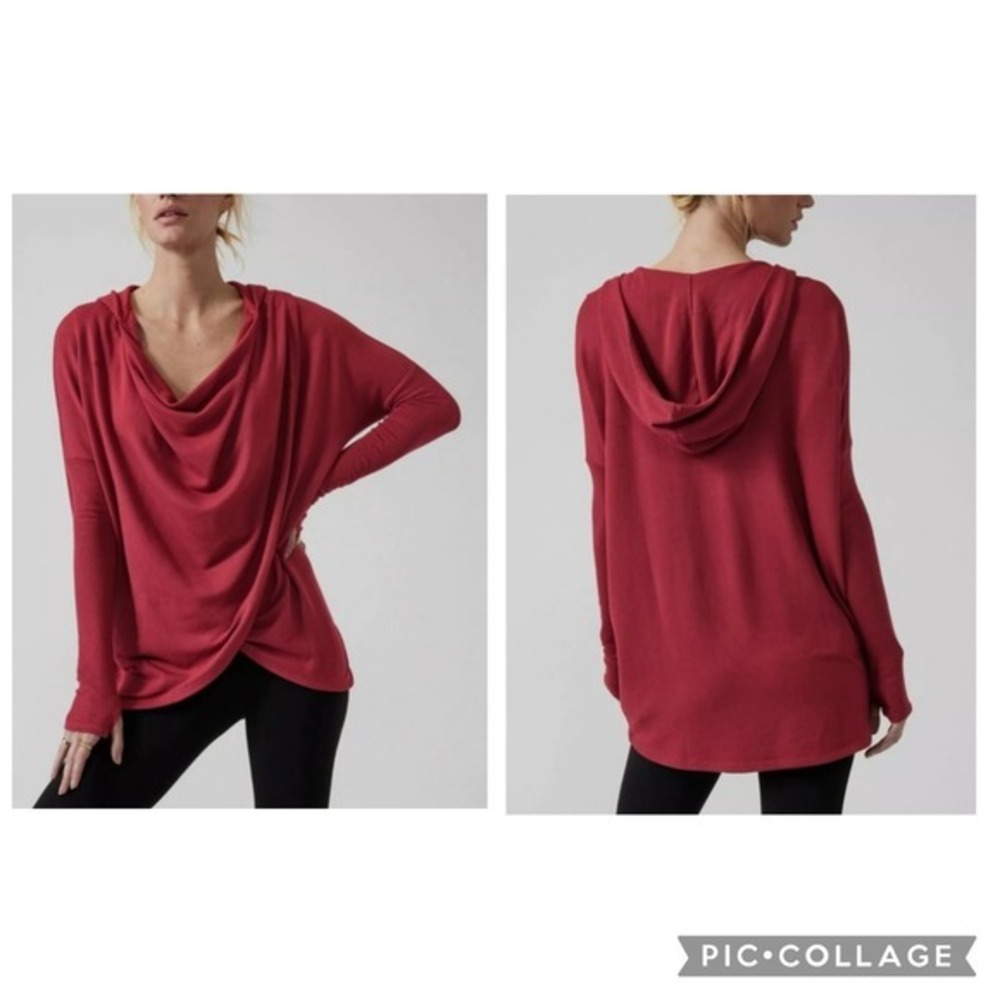 Athleta Purana Wrap‎ Decadent Red Sweatshirt Hoodie Long Sleeve Size M